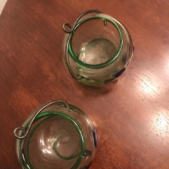 Set of 2 Glass Candle Holders - Picture 3 of 5